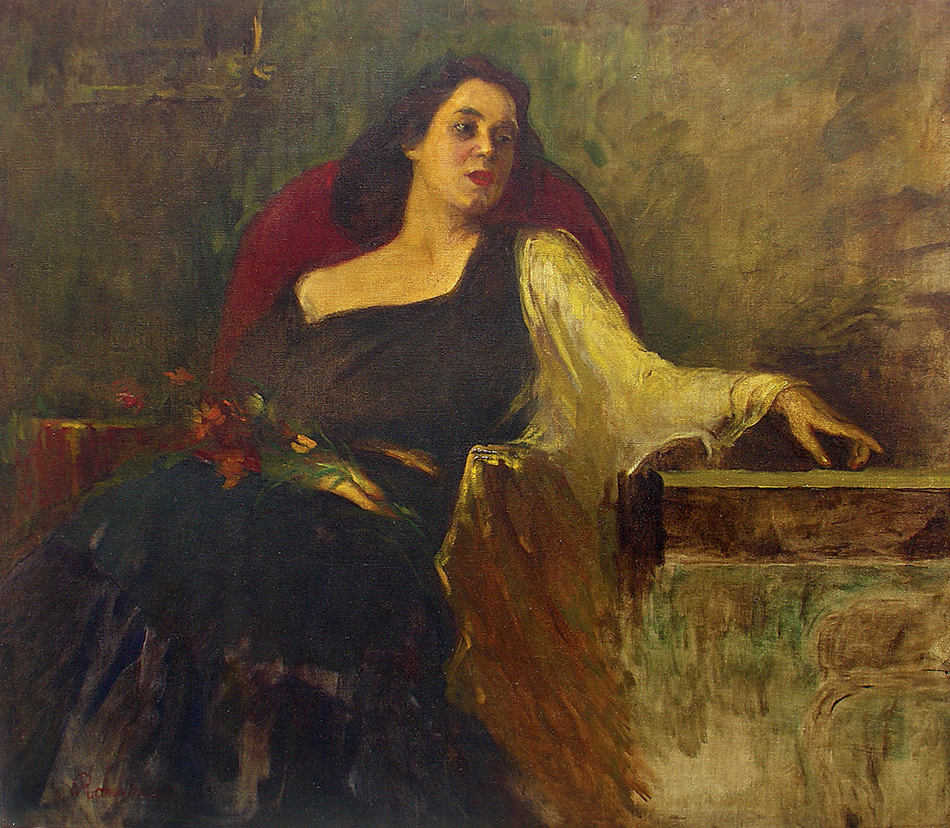 Lady with Flowers<br>
<i>(Dama con Flores)</i> by Leopoldo Romaach