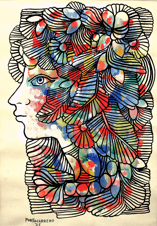Ornamented Head of a Woman <br>
<i>(Cabeza de Mujer Ornamentada)</i>
 by René Portocarrero