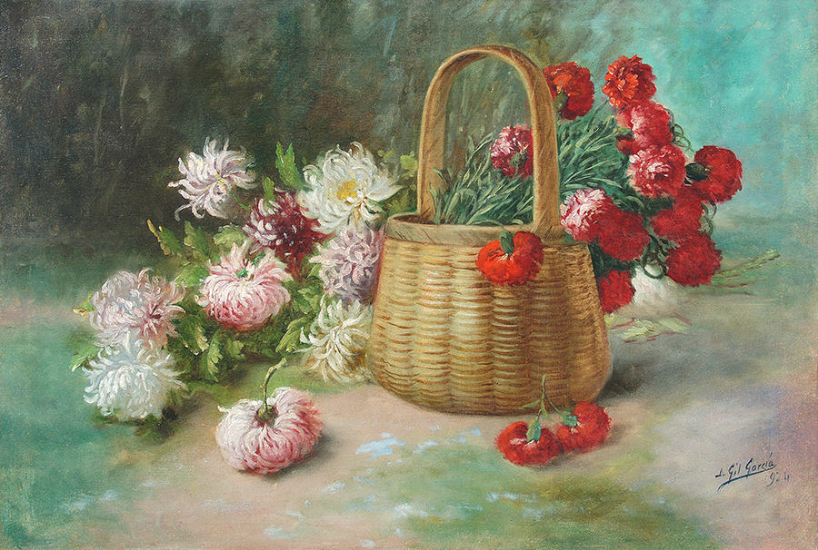 Basket with Flowers<br>
<i>(Cesta con Flores)</i> by Juan Gil García