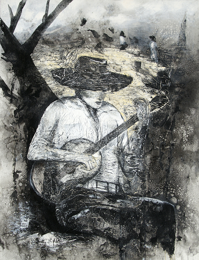 Cuban Peasant with Guitar and Hat<br>
<i>(Guajiro con Guitarra y Sombrero)</i> by Li Domnguez Fong