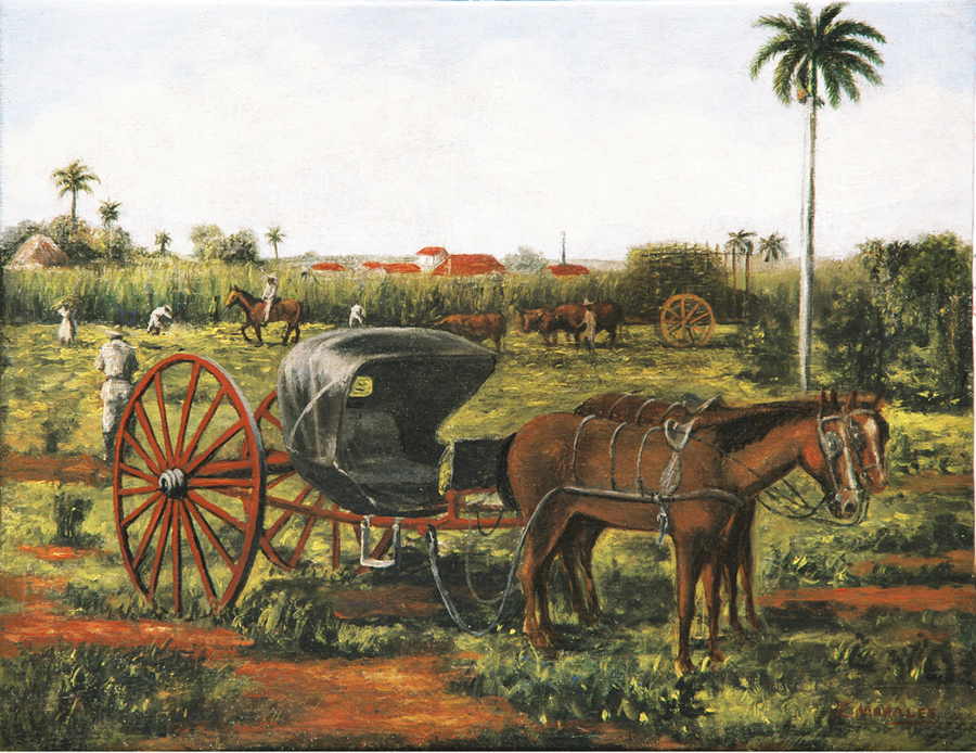 Carriage in the Sugar Cane Plantation<br>
<i>(Volanta en el Caaveral)</i> by Eduardo Morales