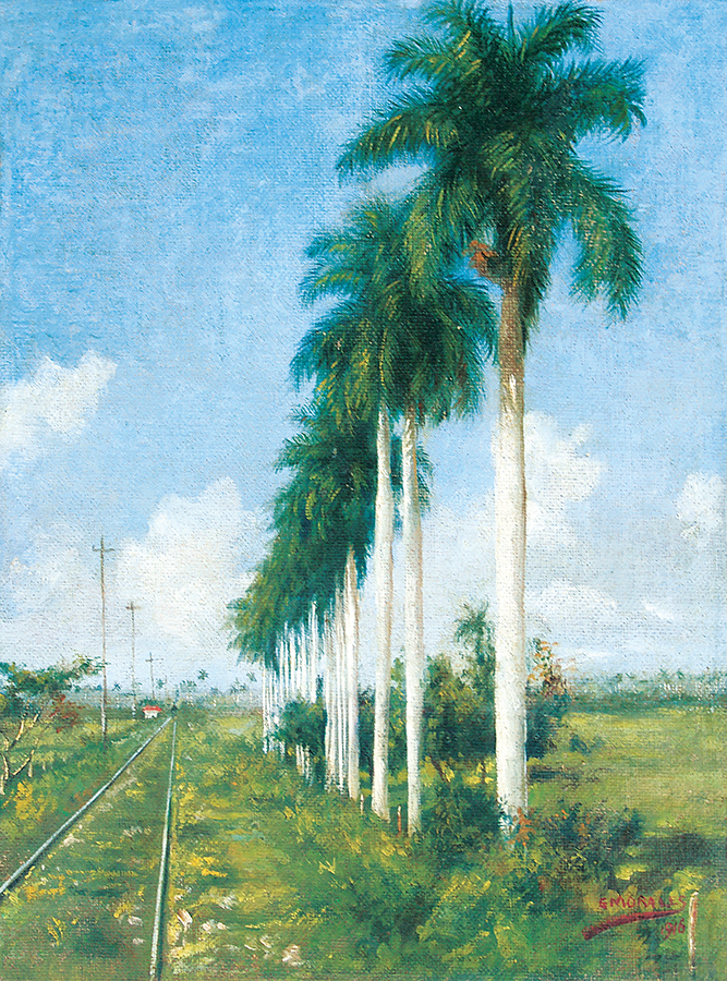 Avenue of Palm Trees with Railroad Track<br>
<i>(Guardarraya de Palmas con Lnea de Tren)</i> by Eduardo Morales