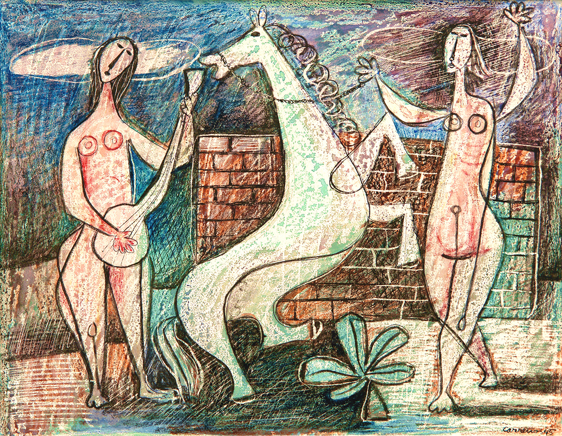 Women and Horse  <br>
<i>(Mujeres y Caballo)</i> by Mario Carreño