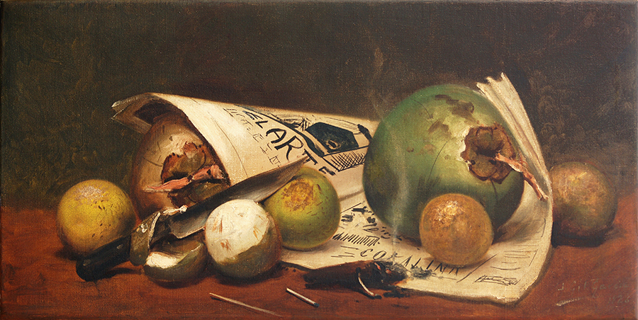 Coconuts, Oranges and Newspaper<br>
<i>(Cocos, Naranjas y Periódico)</i> by Juan Gil García