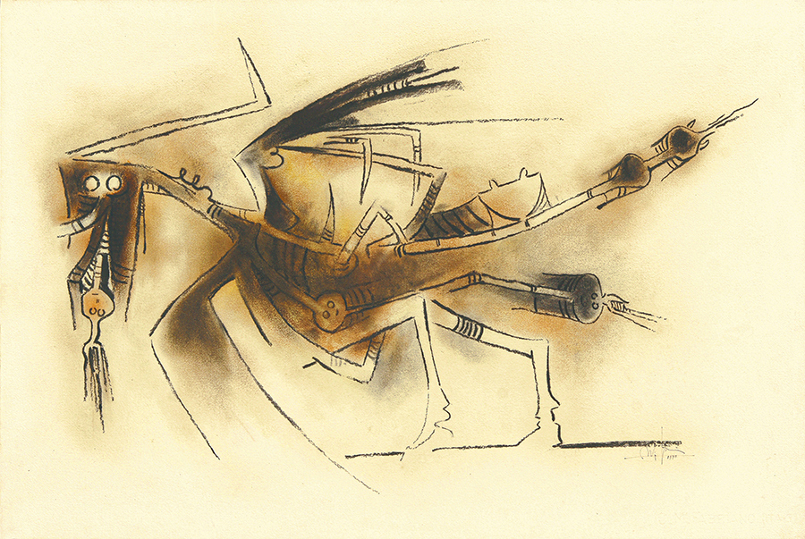Untitled [Personnage at Dusk] <br>
<i>(Sin Título [Personaje al Atardecer])</i>
 by Wifredo Lam