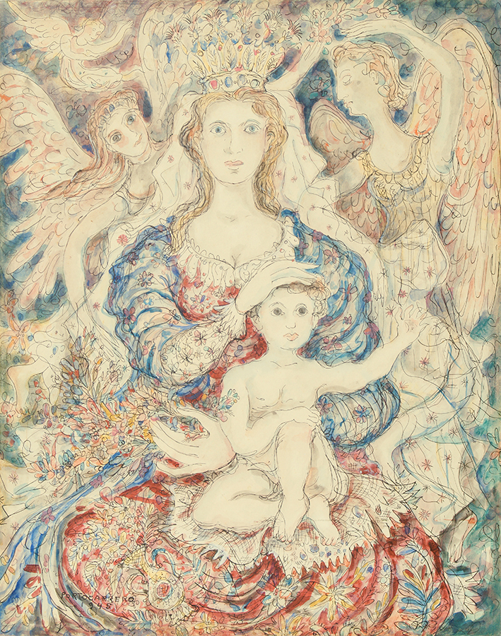 Madonna with Angels and Child <br>
<i>(Madonna con Angeles y Niño)</i> by René Portocarrero