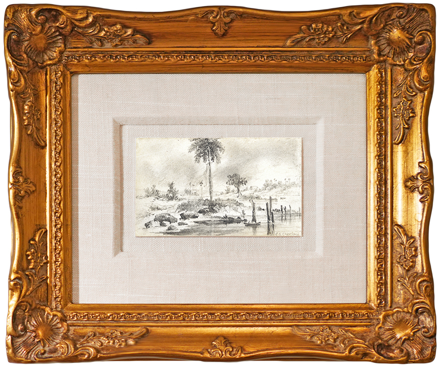 Landscape with River and Royal Palm <br>
<i>(Paisaje con Ro y Palma Real)</i> by Esteban Chartrand