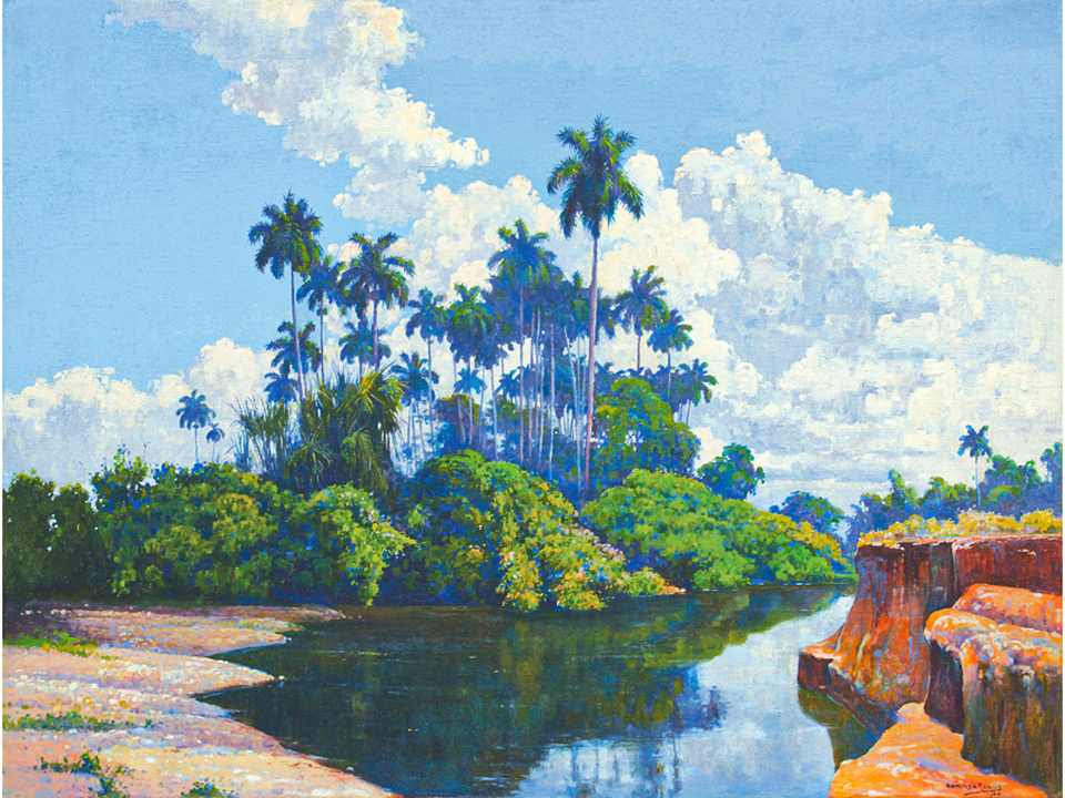 Landscape with River and Palm Trees <br>
<i>(Paisaje con Ro y Palmeras)</i> by Domingo Ramos