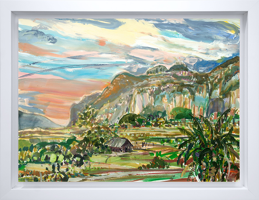 Bucolic Viales Valley with Sunset and Dry Plain <br>
<i>(Escena Buclica de Viales con Atardecer y Secadero)</i> by Lilian Garcia-Roig