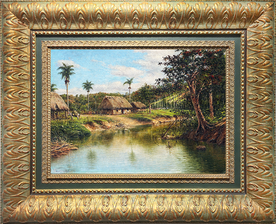 Landscape with River and Hut <br>
<i>(Paisaje con Ro y Boho)</i> by Gonzalo Escalante