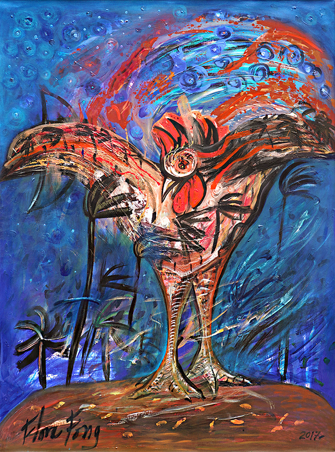 Rooster of Fire II  <br>
<i>(Gallo de Fuego II)</i> by Flora Fong