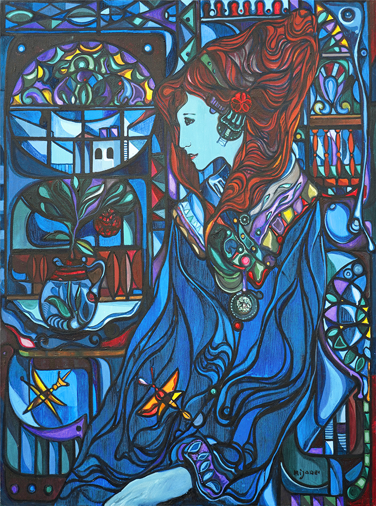 Woman by Stained-Glass Window <br>
<i>(Mujer Vitral)</i> by José Mijares