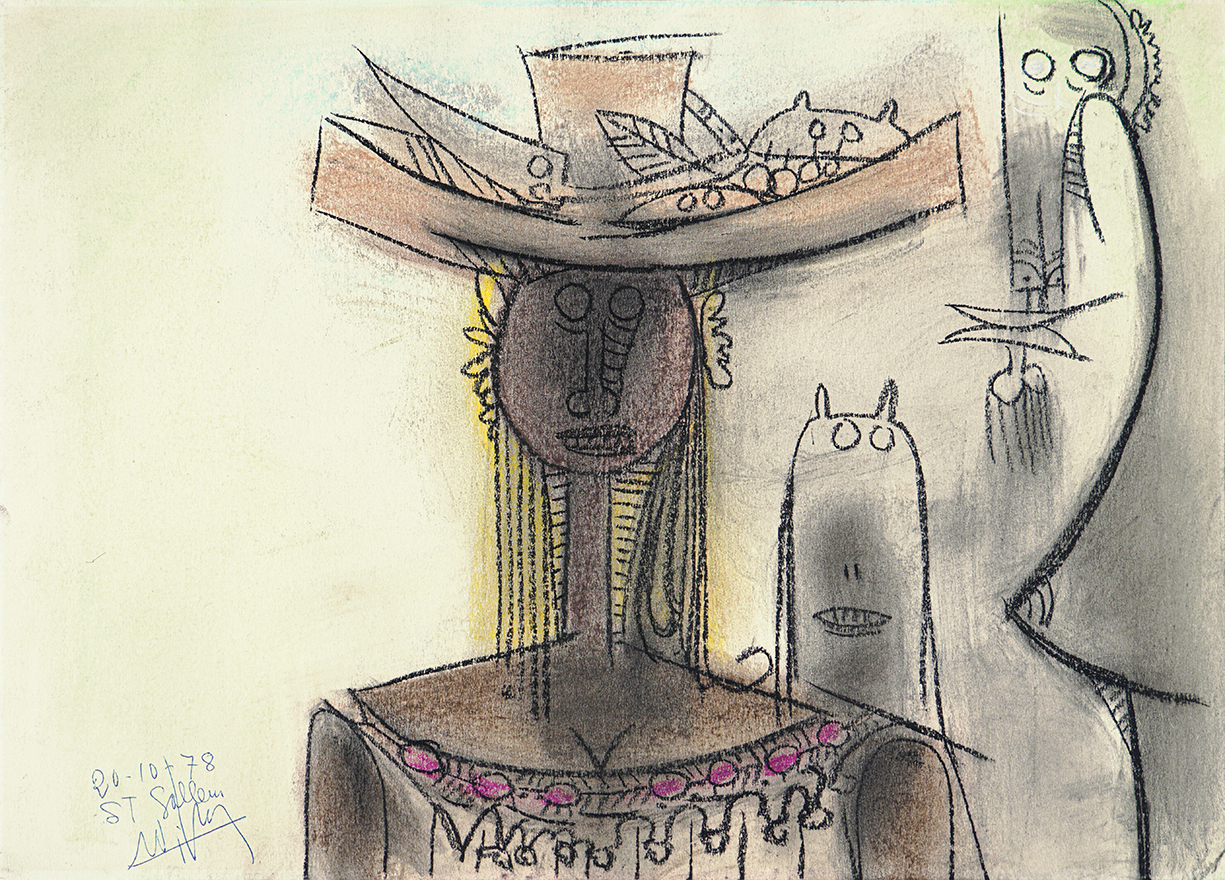 Untitled [Lady with Hat]<br>
<i>(Sin Ttulo [Dama con Sombrero])</i>  by Wifredo Lam