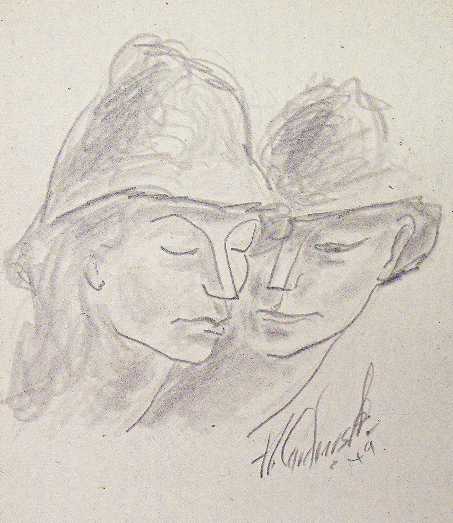 Couple with Hats <br>
<i>(Pareja con Sombreros)</i>    by Agustn Crdenas drawings