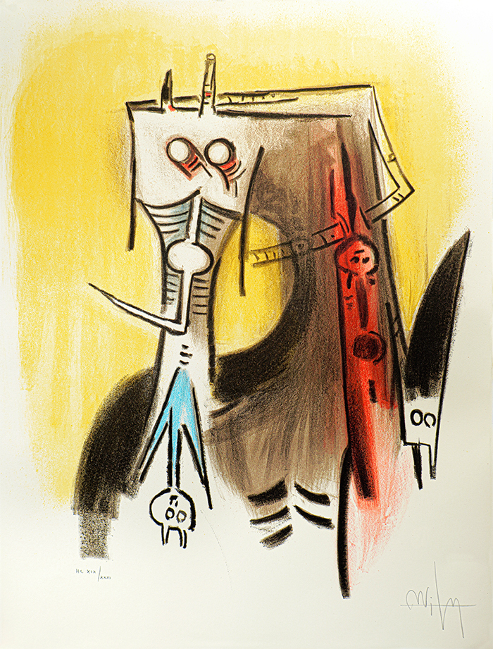 Le Regard Vertical, XIX of XXXI<br>
<i>(The Vertical View, Number 29 of 31)</i>  by Wifredo Lam (Lithographs)