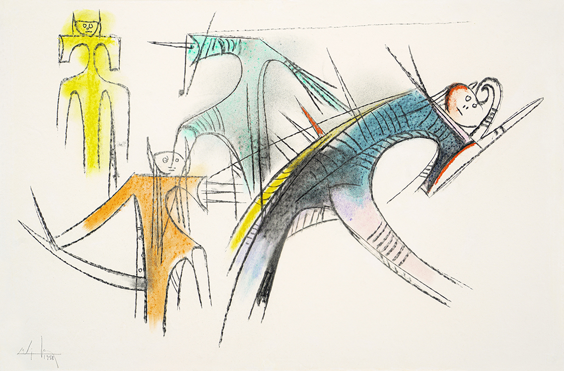 Untitled [Four Figures and Eleguas]<br>
<i>(Sin Ttulo [Cuatro Figuras y Eleguas])</i>  by Wifredo Lam