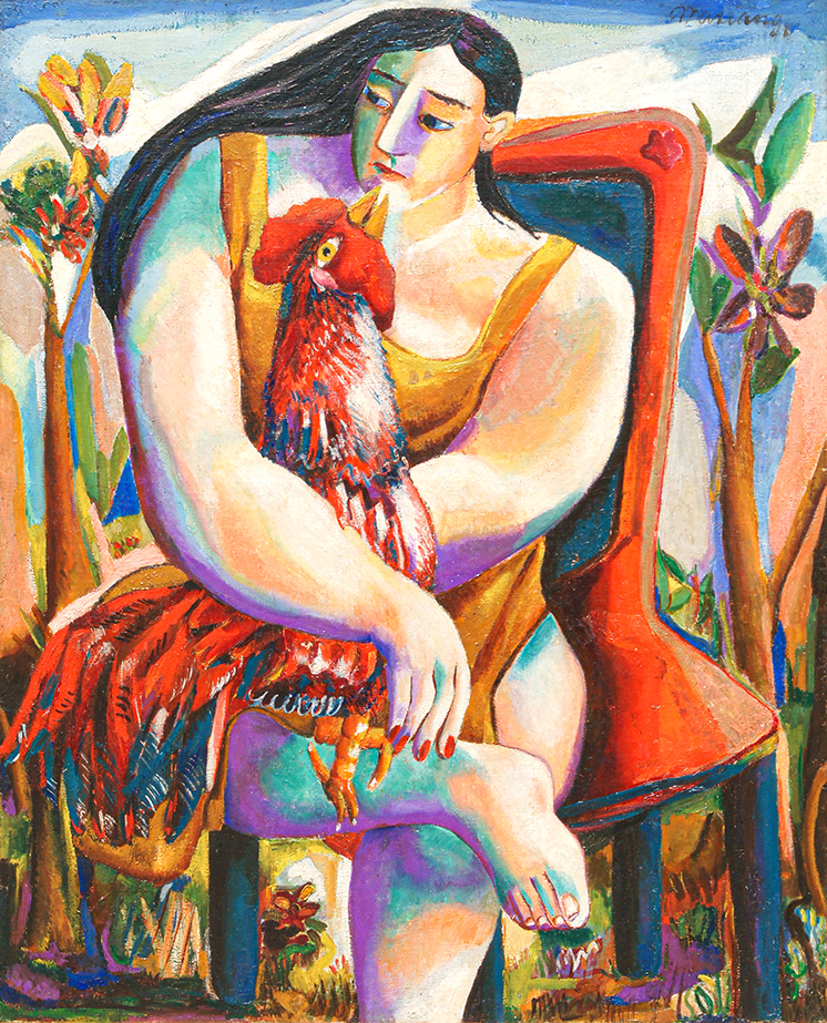 Woman and Rooster<br>
<i>(Mujer y Gallo)</i> by Mariano Rodrguez