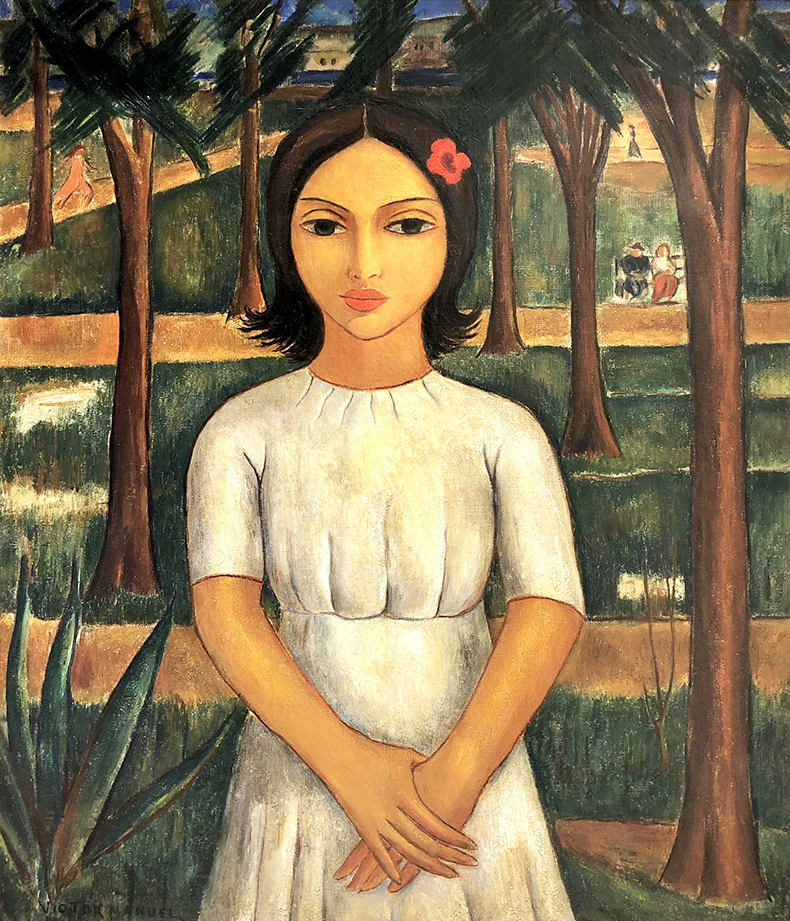 Young Lady in White Dress<br>
<i>(Joven con Vestido Blanco)</i> by Vctor Manuel Garca