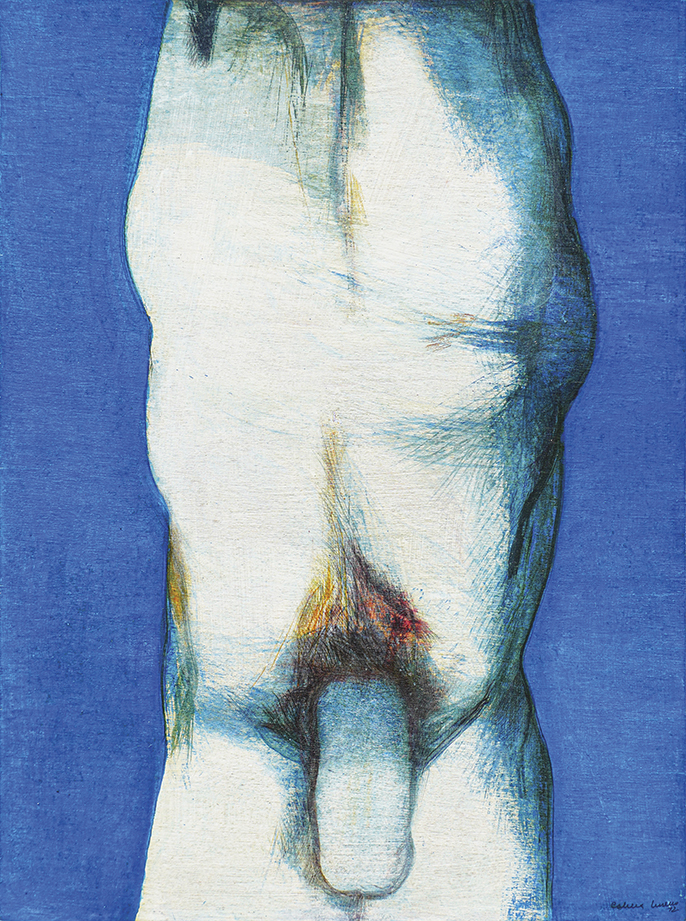 Nude on Blue Background <br><i>
(Desnudo en Fondo Azul)</i> by Servando Cabrera Moreno