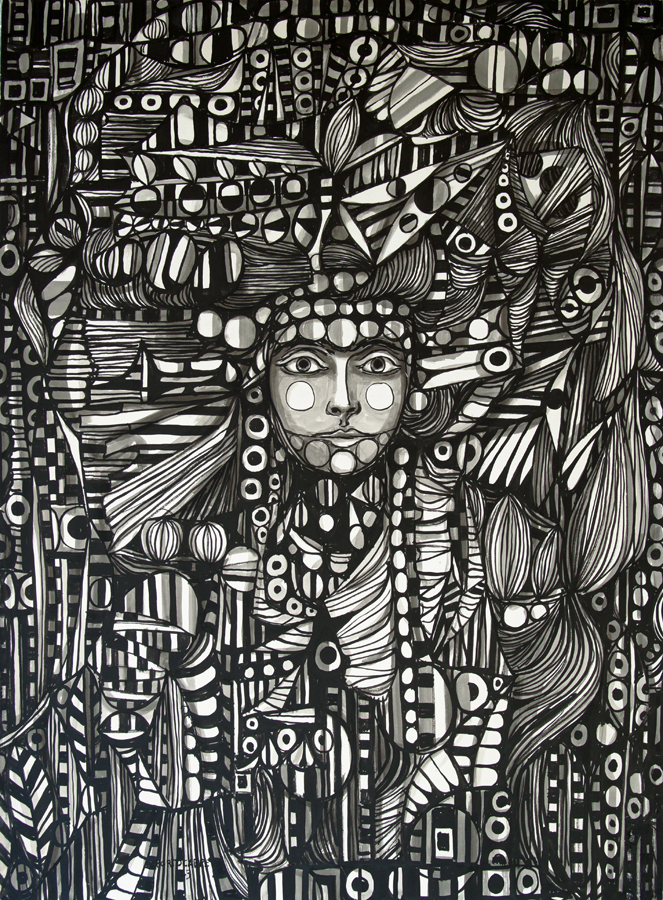 Ornamented Figure with Carnival Headpiece <br>
<i> (Figura Ornamentada con Tocado de Carnaval) </i> by Ren Portocarrero