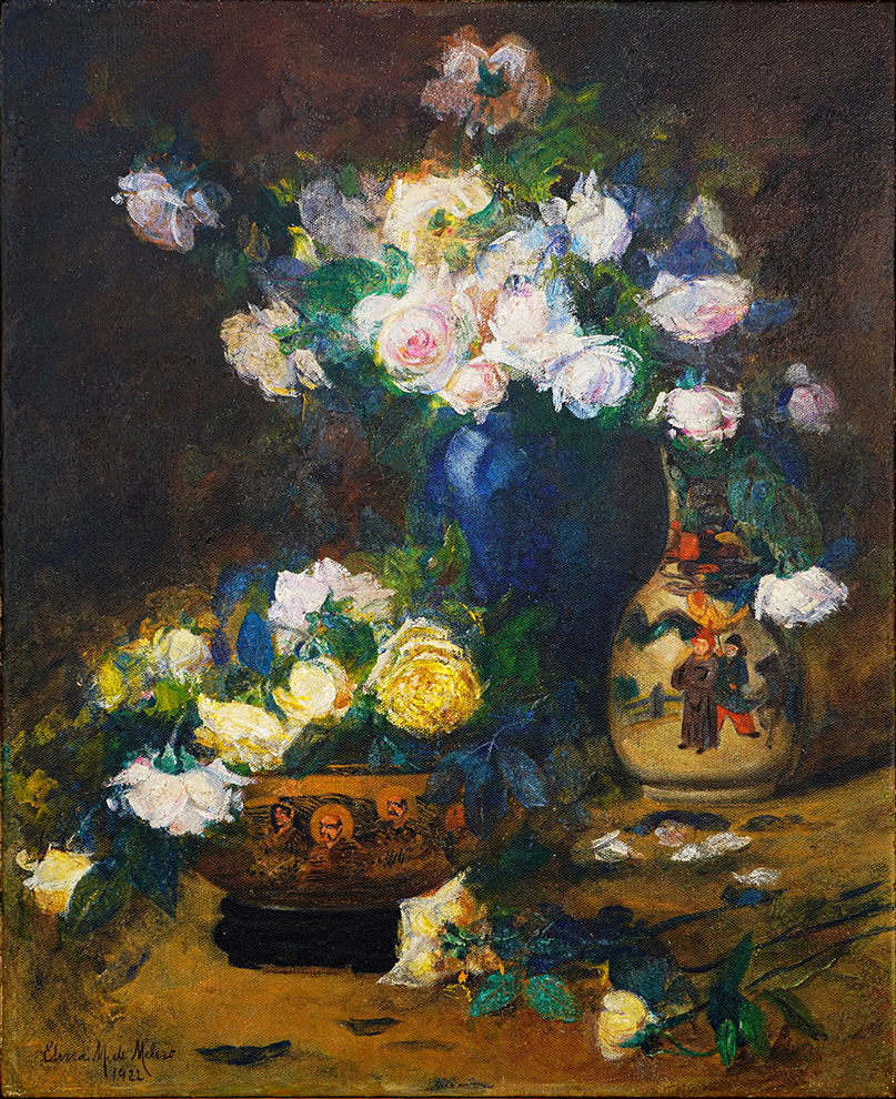 Vases with Roses<br>
<i>(Jarrones con Rosas)</i> by Elvira Martínez de Melero