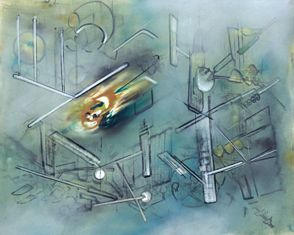 Roberto Matta <br> El Interruptor </br> (<i>The Interruptor</i>), 1961 <br> oil on canvas </br> 
32 x 39 � inches
