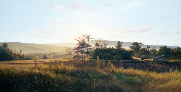 Giosvany Echevarr�a <br> Mientras la Tarde se Aleja</br> (<i>As the Afternoon Fades Away</i>), 2012<br> oil on canvas</br> 40 � x 78 � inches