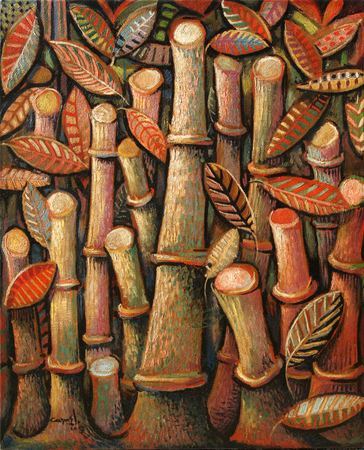 CARMELO GONZLEZ (19201990)<br>
Sugar Cane Field<br>
<i>(Caaveral),</i> 1957<br>
oil on canvas<br>
30  x 24  inches

