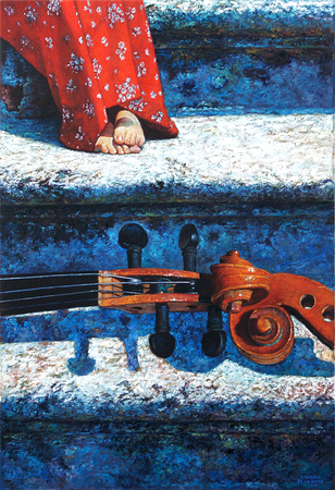 SANDRO DE LA ROSA (b. 1972)<br>
Path to Perfection I<br>
<i>(Camino de Perfeccin I),</i> 2007<br>
oil on canvas<br>
31  x 21  inches

