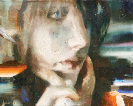 DANUEL MENDEZ (b. 1989)<br>
Melancholy (from the series Obsessions)<br>
<i>(Melancol�a (de la serie Obsesiones)),</i> 2017<br>
oil on canvas<br>
16 x 20 inches
