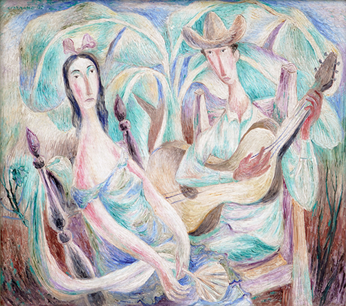 Mario Carreo (1913 - 1999)<br>
Peasants<br>
<i>(Paysannes),</i> 1942<br>
oil on canvas<br>
25 X 30 inches