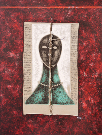 JUAN ROBERTO DIAGO (b. 1971)<br>
The Chosen One<br>
(<i>El Elegido</i>), 2018<br>
mixed media on canvas<br>
78  x 59 inches
