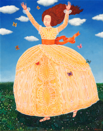 IRINA EL�N GONZ�LEZ (b. 1978)<br>
A Day of Joy (from the series: Happiness)<br>
(<i>Un D�a Alegre</i>, (<i>de la serie: Felicidad</i>), 2018<br>
acrylic on canvas<br>
20 ⅝ x 16 ⅜ inches
