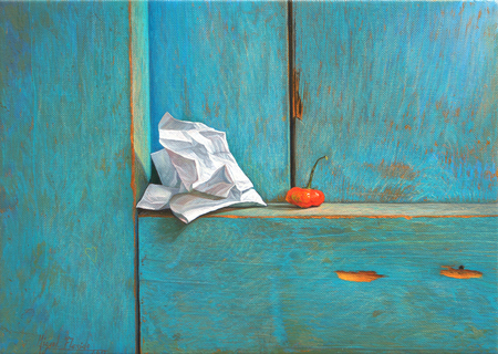 MIGUEL FLORIDO (b. 1980)<br>
Unspoken Love<br>
(<i>Amor Inefable</i>), 2017<br>
oil on canvas<br>
9 3/4 x 13 3/4 inches