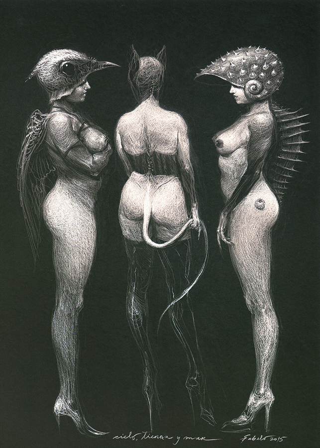 
ROBERTO FABELO (b. 1950)<br>
Sky, Land and Sea I<br>
(<i>Cielo, Tierra y Mar I</i> ), 2015<br>
crayon on heavy paper<br>
43 1/4  29 1/2 inches 