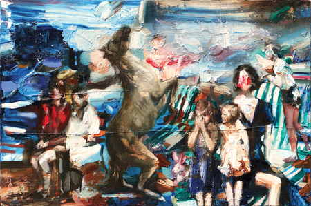 DANUEL M�NDEZ (b. 1989)<br>
The Guest<br>
(<i>El Hu�sped</i>), 2019<br>
oil on canvas<br>
20 x 30 inches