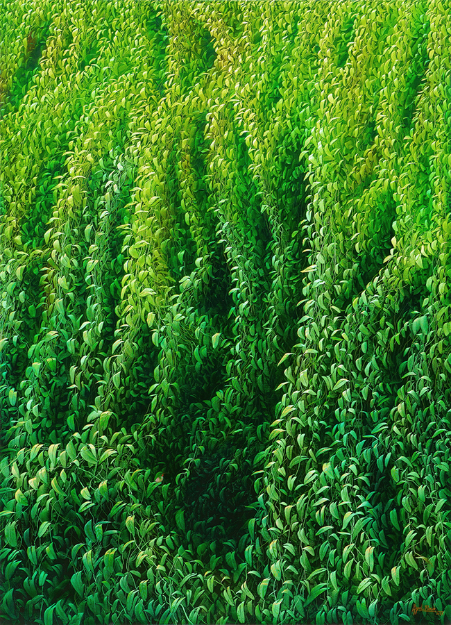 MIGUEL FLORIDO (b. 1980)<br>
The Love Call<br>
(<i>La Llamada del Amor</i>), 2019<br>
oil on canvas<br>
70 1/4 x 51 inches