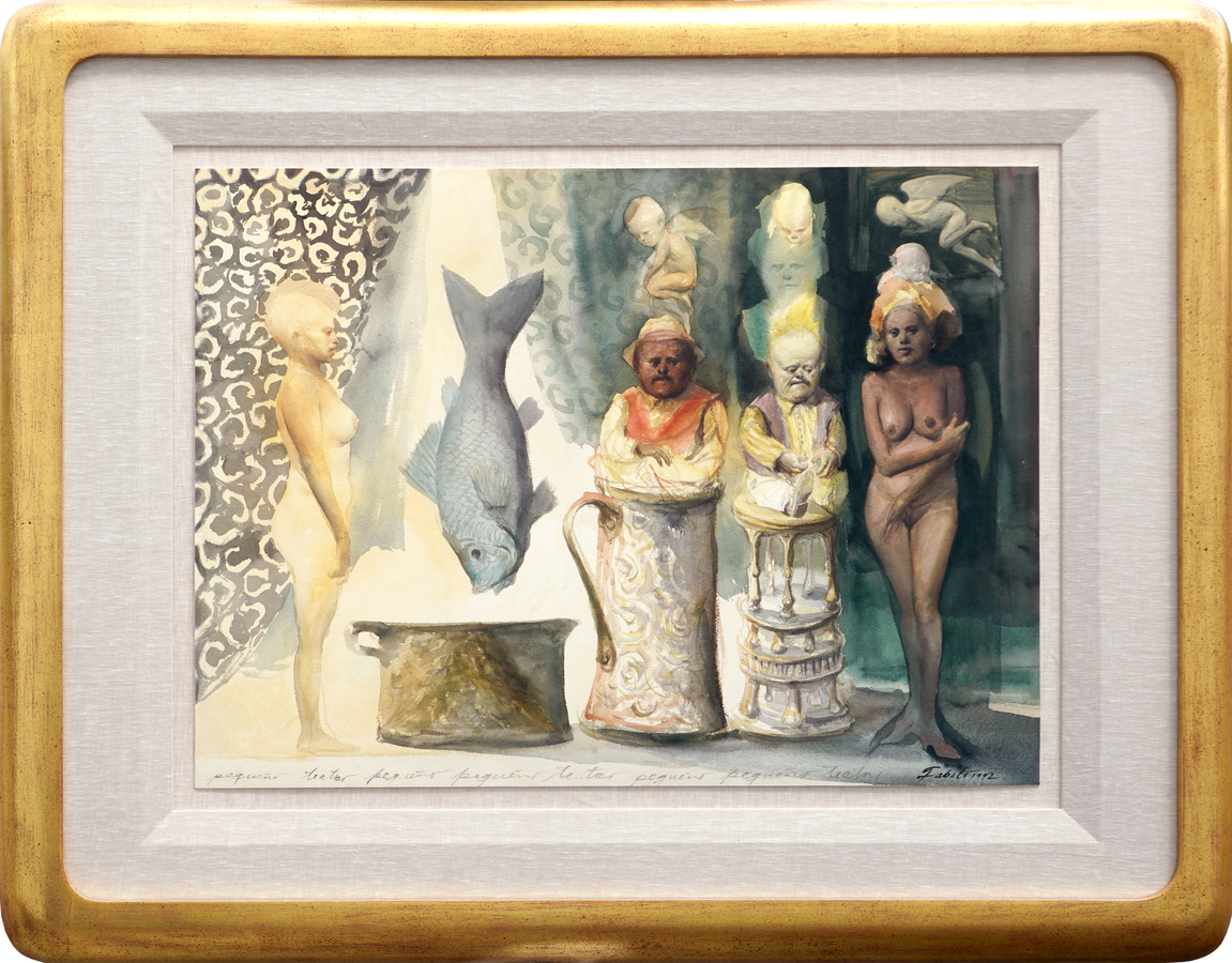 Roberto Fabelo, <i>Small Theater</i>, presented in its frame. <br></br><br></br><br></br>