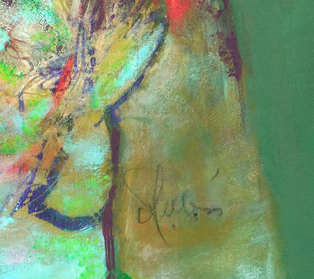 A detail image of Gina Pell�n's <i>Habits</i>,
showing the artist's signature.<br></br><br></br><br></br>
