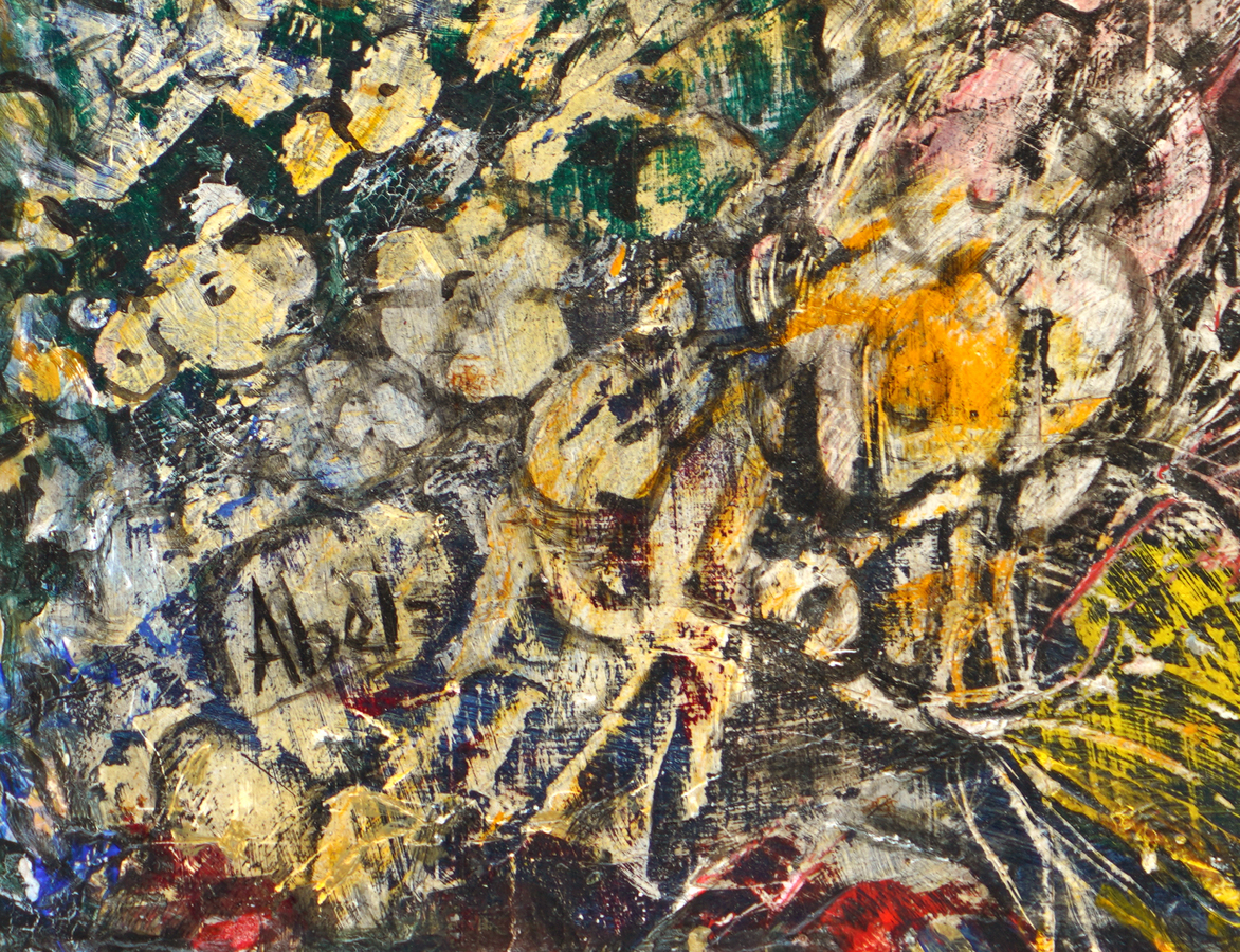 A detail image of Eduardo Abela's <i>Girl</i>,<br>showing the artist's signature.</br><br></br><br></br>