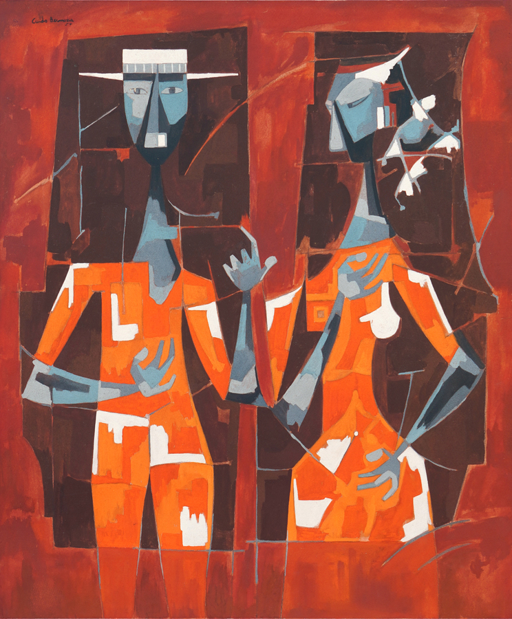 <b>CUNDO BERMDEZ</b> (1914  2008)<br>
Two Dancers </br><i>(Dos Bailadores)</i>, 1954<br>
mixed media on heavy paper laid down on board</br>
27  x 22  inches [without frame]<br>
40  x 34  inches [with frame]</br>
</br>
<b><FONT COLOR=red>SOLD</b>