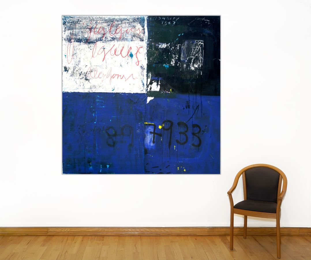 Jorge Luis Santos, <i>Blue Wall, from the series A-Z</i>, presented for scale. <br></br><br></br><br></br>