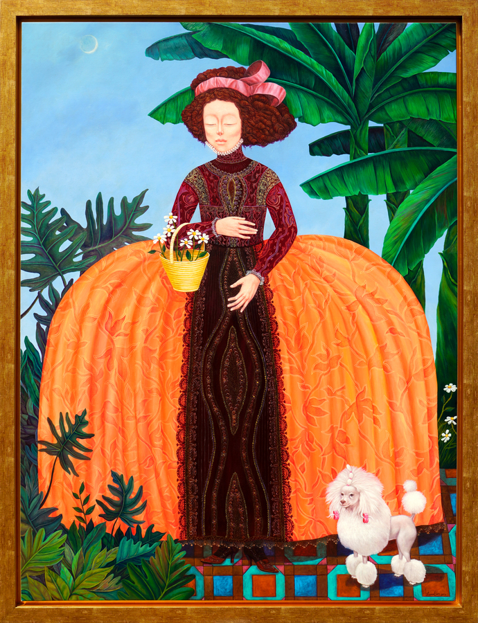 <b>IRINA EL�N GONZ�LEZ</b> (b. 1978)<br>
Tropical Angelus</br>
(<i>Angelus Tropical</i>), 2013<br>
acrylic on canvas</br>
63 x 47 � inches [without frame]<br>
67 � x 51 � inches [with frame]</br><br><br/>