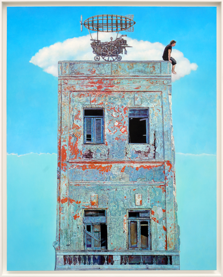 <b>SANDRO DE LA ROSA</b> (b. 1972)<br>
Dream, Not So Quiet</br>
<i>(Sue�o, No Tan a lo Pairo)</i>, 2020<br>
oil on canvas</br>
60 x 48 inches [without frame]<br>
62 ⅞ x 50 � inches [with frame]</br>
<br>
