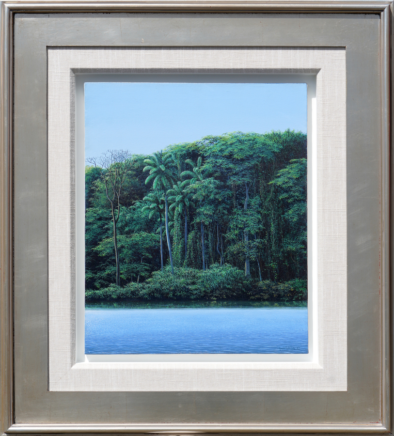 <b>TOM�S S�NCHEZ</b> (b. 1948)<br>
Shore</br> 
<i>(Orilla)</i>, 1992<br>
acrylic on canvas</br>
20 x 15 ⅞ inches [without frame]<br>
28 x 32 inches [with frame]</br><br><b>AVAILABLE</b></br>
<br>This painting is accompanied </br>
by a photo-certificate of authenticity<br> 
signed by the artist and dated August 23, 2001.</br> 