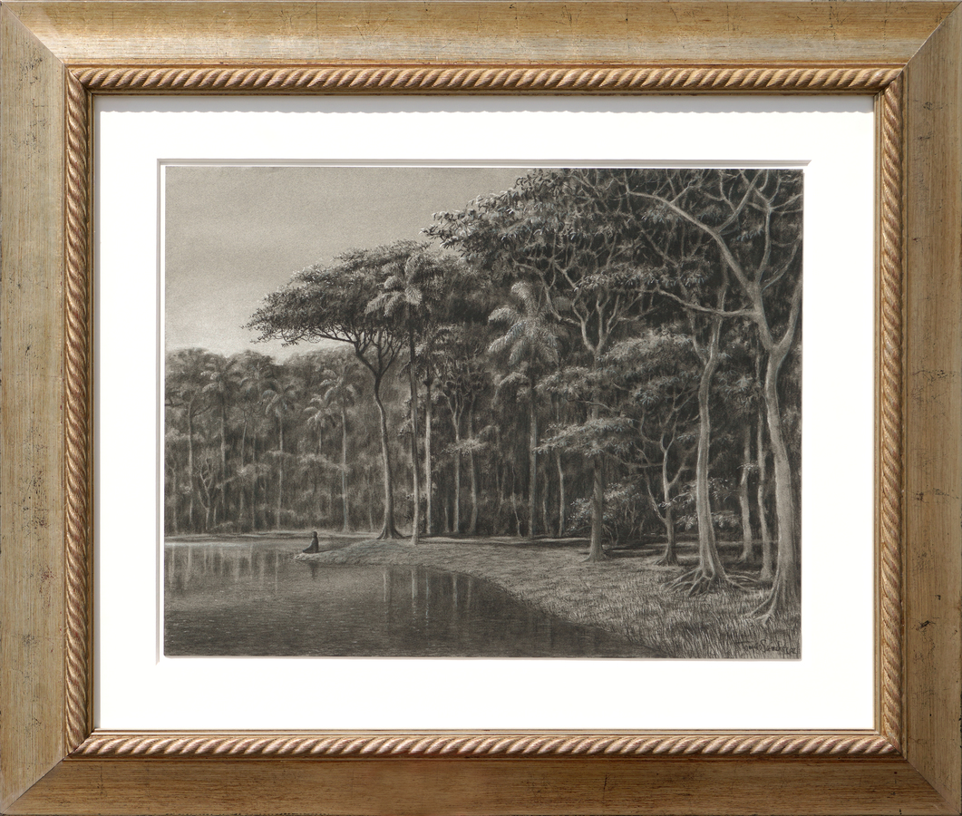 <b>TOM�S S�NCHEZ</b> (b. 1948)<br>
River Contemplator </br>
(<i>Contemplador del R�o</i>), 2002<br>
charcoal and pastel on paper</br> 
19 � x 25 � inches [without frame]<br>
33 x 39 inches [with frame]<br></br><B>AVAILABLE</b><br>

