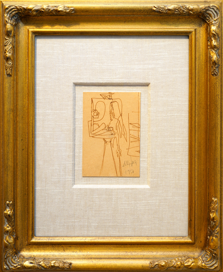 Wifredo Lam's <i>Untitled [Femme Cheval]</i> (1950), presented in its frame.<br></br><br></br><br></br><br></br<