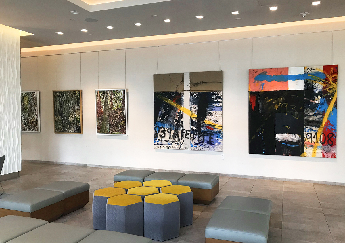 A view of <i>Converging Dialogues in Contemporary Art</i>, currently on display at The Art Ovation Hotel.