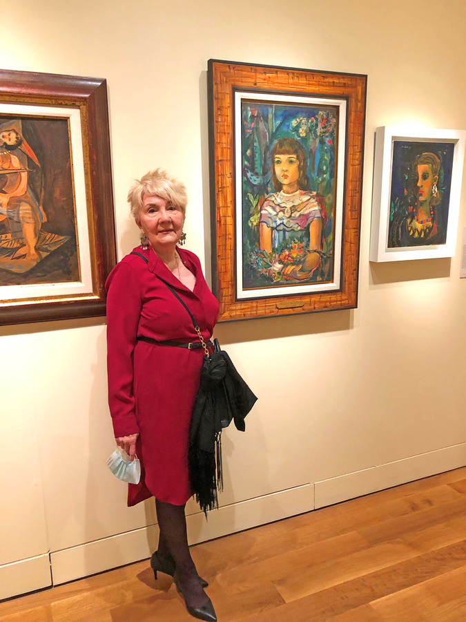 Lolita Rodrguez, daughter of the artist, <br>by <i>Portrait of Lolita</i>, 1947, Private Collection [center], <br>and <i>Portrait of Libi</i>, 1951, Private Collection [right].<br><br><br>