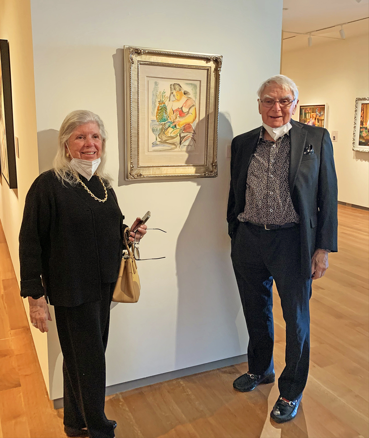 Audrey and Ralph Friedner by <i>Woman with Pineapple,</i> 1943.<br><br><br>